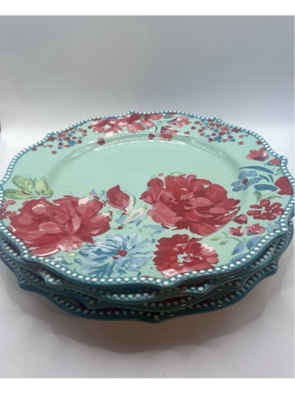 Set of (4) Pioneer Woman Gorgeous Garden Stoneware Dinner Plates 10 3/4”